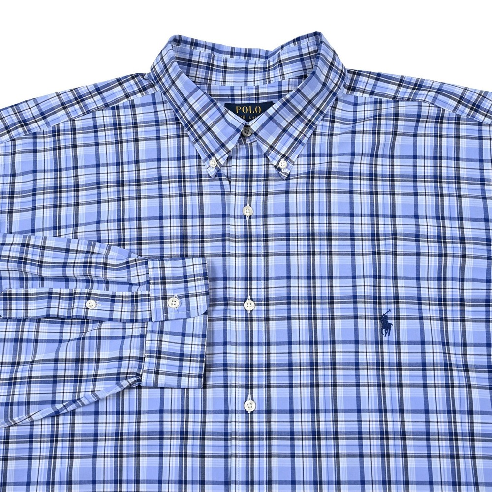 Polo‎ Ralph Lauren Shirt 2XB Mens Plaid Performance Long Sleeve Button Down Pony